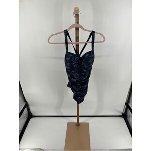 Nip Tuck Joanne Twist Front Design Tummy Control One Piece Swimsuit Blue Floral